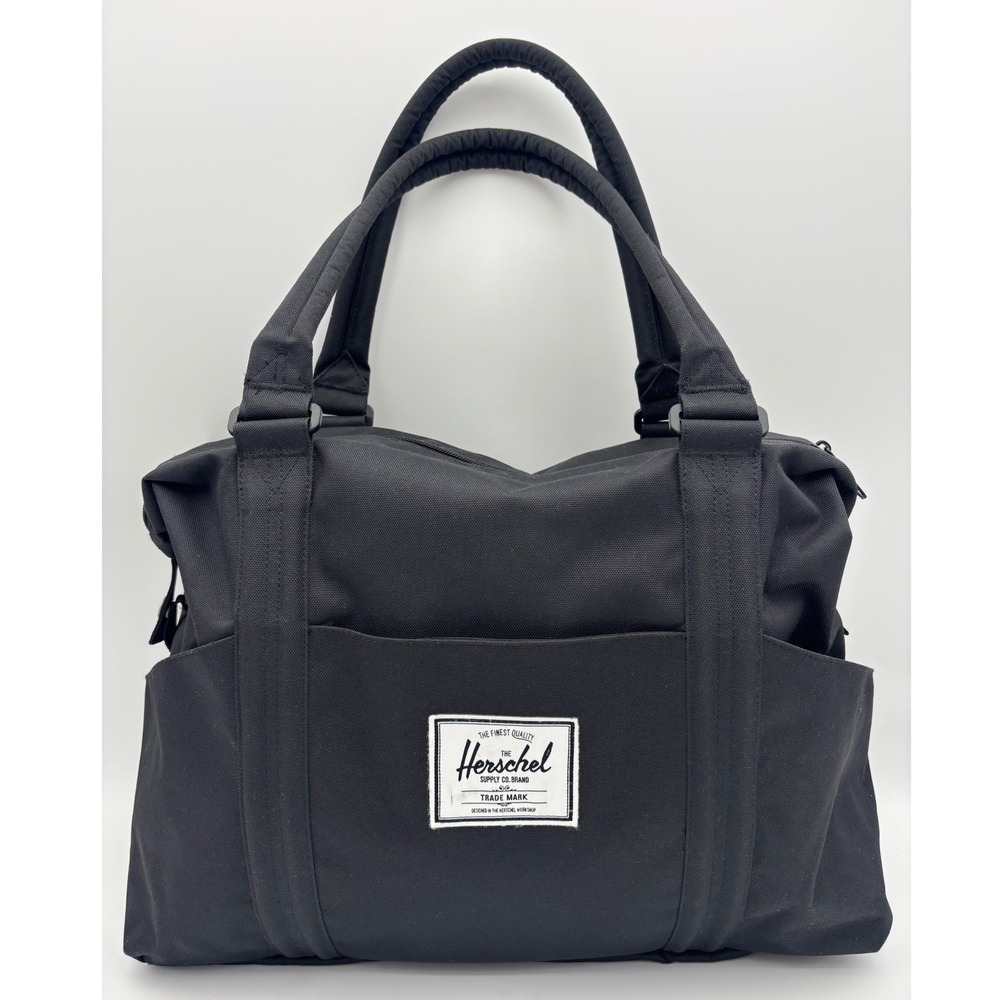 HERSCHEL SUPPLY CO. Large Duffle Bag Black Canvas Weekend Travel Gym Tote Strand